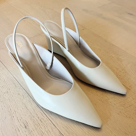 Ivory Wedge Slingbacks Never Worn (Size 7.5) - Picture 1 of 7